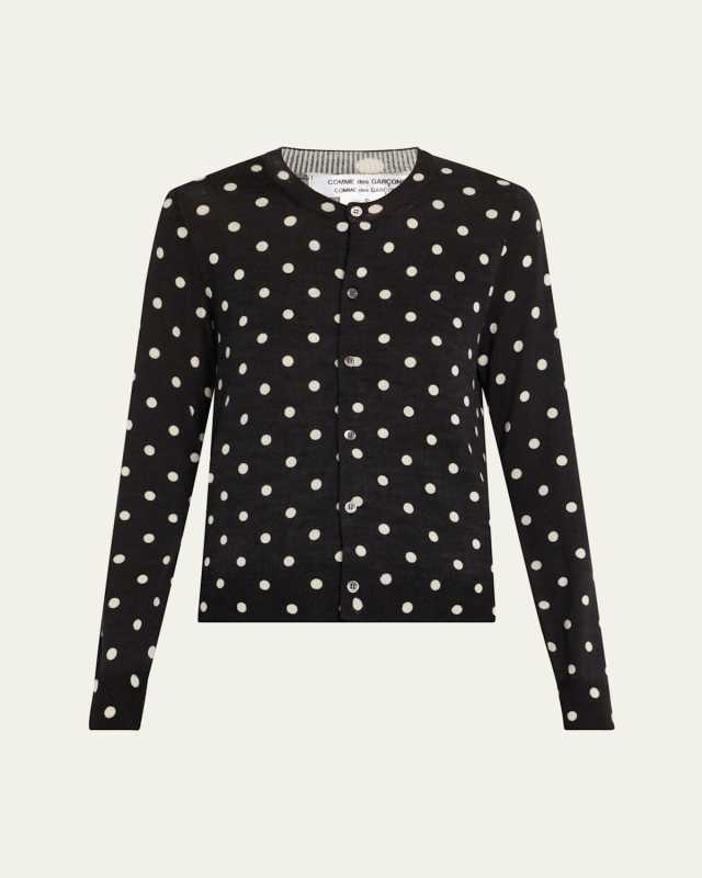 Poka Dot Wool Cardigan Sweater